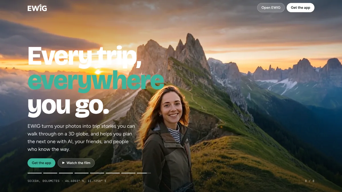 The ewig.ai homepage